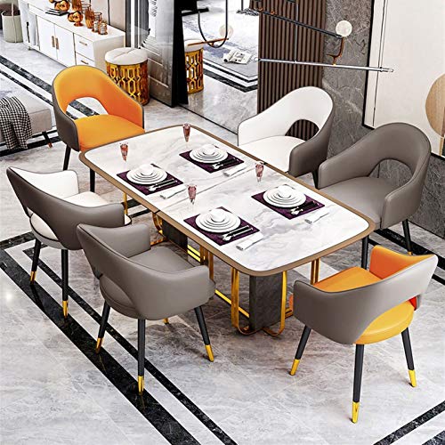 Modern Kitchen Dining Room Chairs Leather Dining Chairs Living Room Armchair with Black Metal Legs And Backrest For Living Room Bedroom Kitchen (