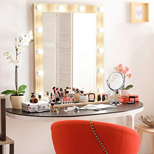 Relaxdays Magnifying Vanity Mirror, Round Standing Makeup Mirror, Cosmetics, Two-Sided, HWD: 28x18x10cm, Silver