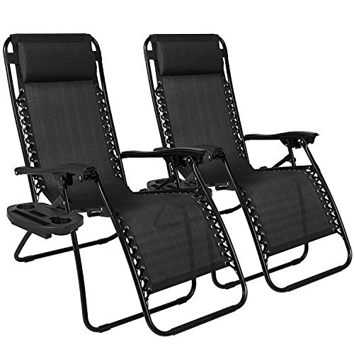 Luebel 2X Outdoor Folding Zero Gravity Chair Lounge Beach Patio Recliner Adjustable UK