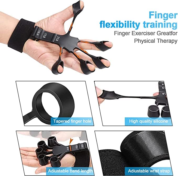 Hixideli Finger Strengthener, Strength Trainer, Finger Exerciser, 6 Resistant Level Finger Exerciser, Hand Strengthener for Strength Training, Fi