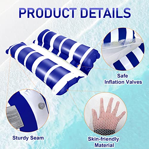 Pukitt 2 Pack Water Hammock, 4-in-1 Multi-Purpose Inflatable Pool Lounger Float with Bottom Mesh, Inflatable Hammock for Adults Kids, Portable Fl