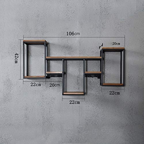 PIBM Retro Iron Wooden Wall-Mounted Wine Rack Creative Household Decor Shelf Wine Cabinet 106X42X20Cm J115