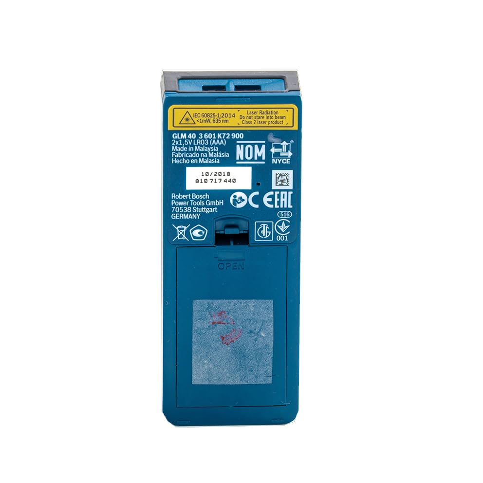 Bosch Professional Laser Measure GLM 40 (with Memory Function, Measuring Range: 0.15–40 M, 2 X 1.5 V Batteries, Protective Bag)
