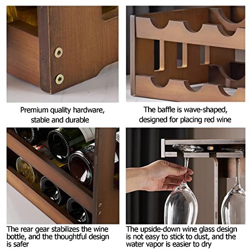 EYLINK Wooden Wall Mounted Wine Rack,Wall Wine Rack,Wine Bottle Stemware Glass Rack Wall Mounted,Wine Racks,Glass Rack,Hanging Wine Bottle Shelf
