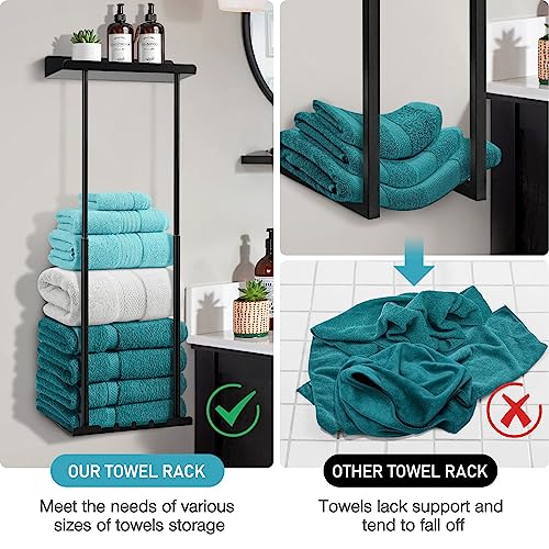 Hommtina Bathroom Towel Storage Black Towel Holder Bathroom Decor Aesthetic Towel Racks for Bathroom Bath Towel Storage for Rolled Towels Organiz