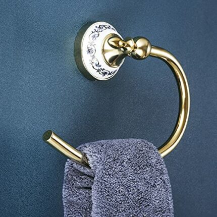 HIGOH Towel Racks,Towel Holder Bath Towel Holder, Bathroom Hand Towel, Towel Hook Hand Towel Holder,Wall Mounted Rack Blue & Porcelain Stainless