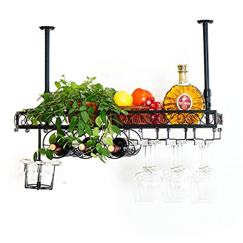 Stylish Simplicity Wine Rack Creative Display Stand Ceiling Wine Rack Household Goblet Rack Vintage Wrought Iron Wine Rack - Restaurant Kitchen B