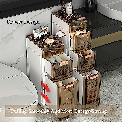 Waterproof Side Cabinet Crevice Shelf Paper Storage Small Bathroom Storage Cabinet Freestanding, Toilet Paper Holder with Storage for Toilet Pape