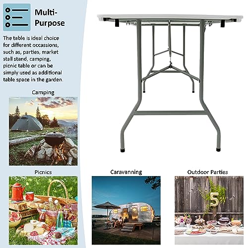 Home Vida Folding Table 5ft Heavy Duty Extra Strength Camping Buffet Wedding Market Garden Party Car Boot Stall Picnic Trestle Indoor Outdoor Fol