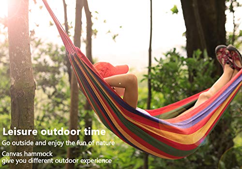 Garden Cotton Hammock, FORYNXHWIN Outdoor Garden Camping Hammock with Carry Bag, 190 x 100 cm,Weight Capacity 150 kg, for Travel, Garden and Beac