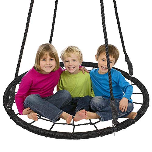 Display4top Outdoor Swing, Giant 40" Round Web Tree Net Swing Swing Set Anchors Hanging Ropes 400 lbs Capacity, Adjustable length hanging ropes E