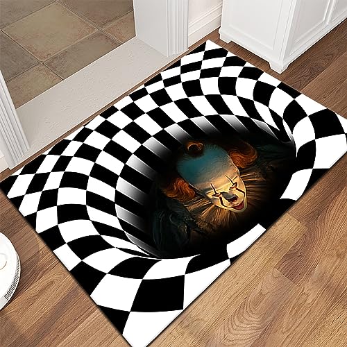 LMAZG Halloween Door Mat, 19.7"× 31.5" Horror Clown Welcome Mat Scary Entry Rug Indoor Outdoor Entrance Floor Mat Non Slip Halloween Decor Holida