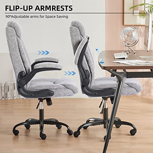 MZLEE Executive Office Chair, Ergonomic Computer Desk Chair Swivel Work Chair with Flip-up Armrest, Adjustable Height, Comfortable for Office Hom