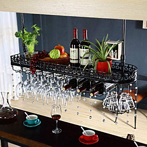 EYLINK Wine Racks,Wine Lovers/Ceiling Wine Racks Wall Mounted Hanging Wine Bottle Holder Metal Iron Wine Glass Rack Goblet Stemware Racks Bar Dec
