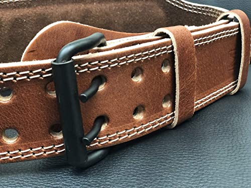 COREZONE Genuine Leather 4" Weight Lifting Belt for Men and Woman Gym Belt Lumbar Back Support for Deadlifts Squats Powerlifting Weightlifting He