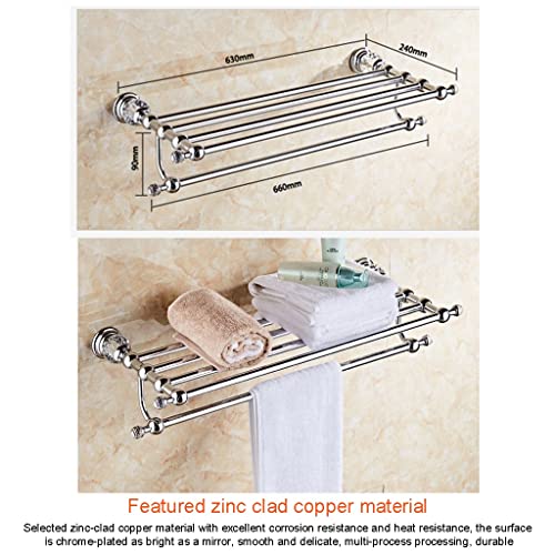 HIGOH Towel Racks, Bathroom Towel Rack Wall Mounted Towel Holder,European Style Towel Rack,Crystal Hardware Bath Towel Holder,Bathroom Solid Punc