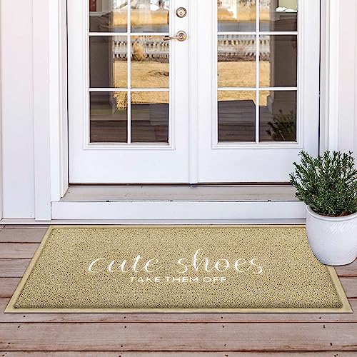 Outdoor Welcome Mat for Funny Outside Home Entry Mats Cute Shoes Take Them Off Entryway Large 18 x 47 inch for Bedroom Shoe Scraper Non Slip PVC