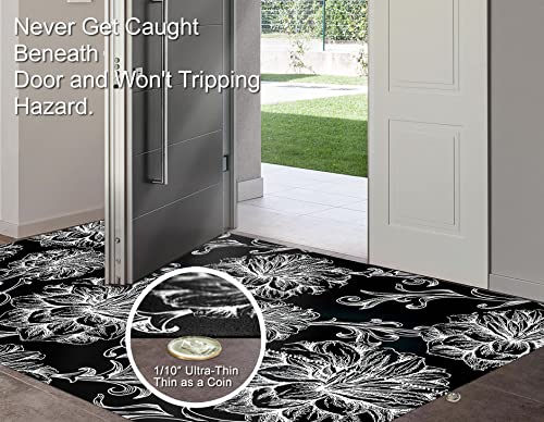 Cosilyt Extra Large 3×5 Feet 1/10" Ultra Thin Front Door Mat Indoor Entryway Area Rug for Inside Entry, Non Slip Washable Rubber Interior Door Ma