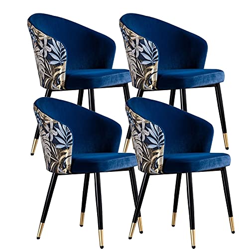 Kitchen Dining Room Furniture Chairs Retro Dining Chair Set Of 4 Modern Kitchen Dining Room Chairs with Metal Legs Velvet Seat and Embroidery Bac