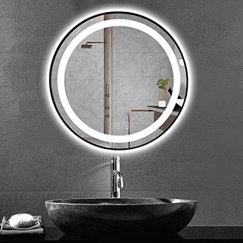 LED Circle Bathroom Mirror, light up mirror for makeup,Anti-Fog Wall Mounted Lighted,have Smart Touch Switch, Temperature Adjustable, Easy to Ins