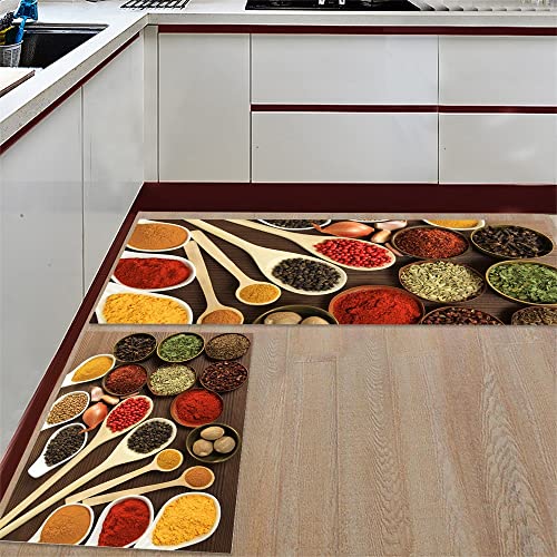 SYFTGMZ Doormats Spices Cumin Pepper Living Room Balcony Carpet Bedroom Entrance Foot Pad Kitchen Non-slip Long Rug ( Color : D , Size : 60x90cm+