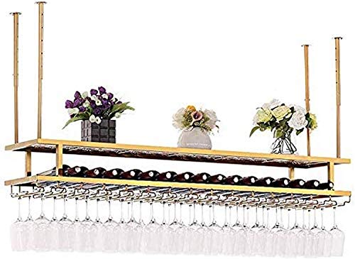 MiroDo Household Wine Shelf Cup Holder- Adjustable Height Ceiling Wine Rack Hanging Wine Bottle Holder Wine Glass Rack Goblet Stemware Racks Vint