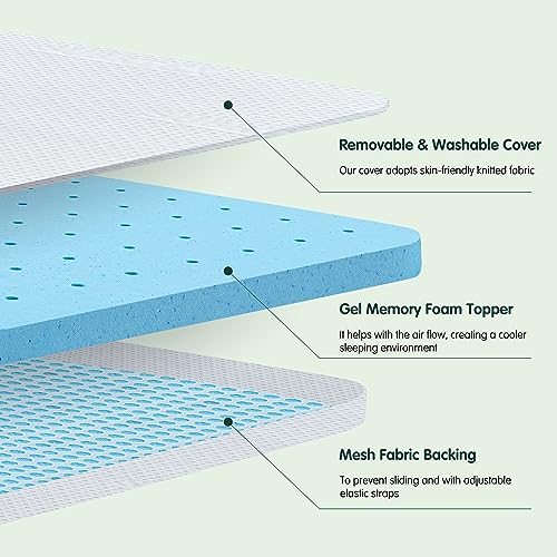 CHUN YI 3 inch Thick Double Memory Foam Mattress Topper With Anti-Slip Ventilated Hypoallergic Bamboo Cover, Soft Flexible Memory Foam Design For
