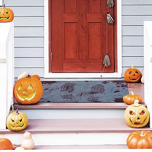 Halloween Door Mat 17"X30", Halloween Bloody Footprint Door Mat for Front Door, Scary Doormat Outdoor, Halloween Floor Matt for Home Entrance, Ho