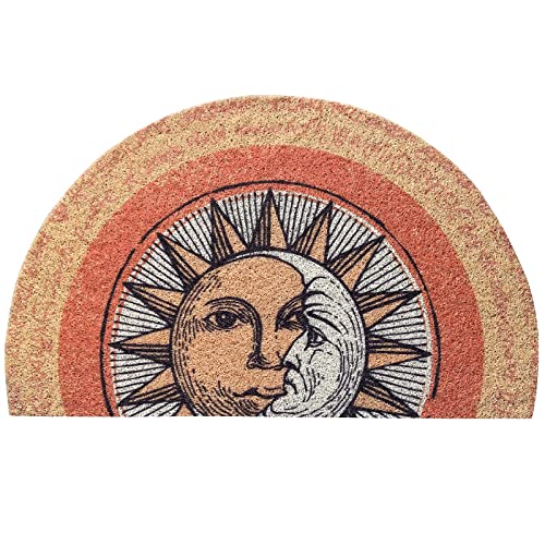 Funny Half Round Tarot Sun and Moon Outdoor Door Mat Front Door Entrance Decoration Welcome Doormat Resist Dirt Rug Suitable for Indoor Balcony (