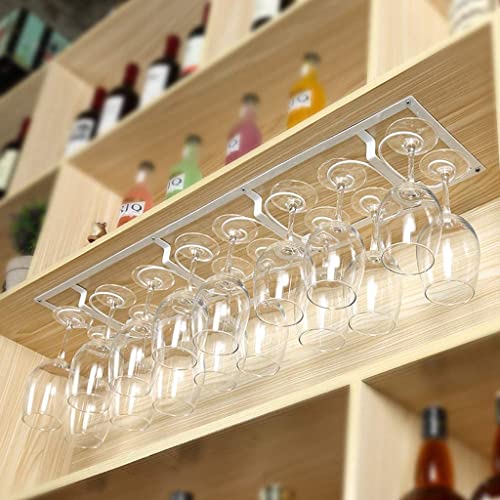 Fashion Creative Wine Glass Rack Goblet Upside Down Home Cabinet Bar Hanging Wrought Iron Multi-Size J1124, PIBM, White, 66cm*19cm