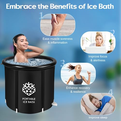 Ice Bath Tub for Athletes Ice Bath Outdoor Tub for Recovery, 376L Large Cold Water Therapy Tub Portable Ice Bath Freestanding Cold Water Plunge P