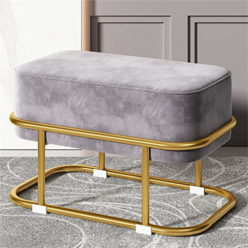 LUKEO Small stool, household low stool, living room, fabric sofa, round stool, sitting pier (Color : Argento, Size : Talla �nica)