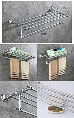 HIGOH Towel Racks, Bathroom Towel Rack Wall Mounted Towel Holder,Bathroom Accessories Modern Chrome Towel Rack,Alloy Towel Rack,Bathroom Toilet H