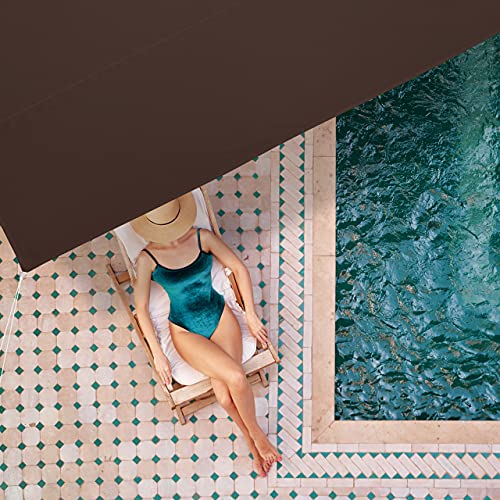 Relaxdays Rectangular Sun Shade Sail W x D: 3 x 4 m Water-Repellent UV Resistant with Guy Ropes Patio Balcony Brown