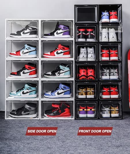 Clear Shoe/Sneaker Box PVC Stackable Plastic Shoe Case Drop Front Foldable Hard Transparent Sneaker Crates Magnetic Enclose Dust Proof 100 Percen