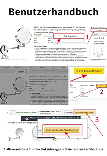 DOWRY 1x/10x Magnifying Mirror on Stand - Gold Table Mirror - Shaving Mirrors Free Standing - Bathroom Makeup Mirror on Stand - 360 ° Rotatable D