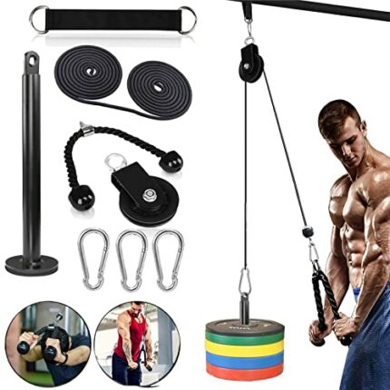 Pulley Cable System Professional Muscle Strength Fitness Attachment Machine Equipment Forearm Wrist Roller Training for LAT Pulldowns Biceps Curl