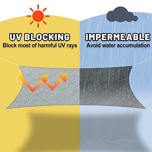 Teglu Sun Shade Sail Waterproof Rectangle UV Block 98% Patio Canopy Outdoor with 4 Ropes Sun Sail Shades for Garden/Yard/Beach/Pool/Terrace/Balco
