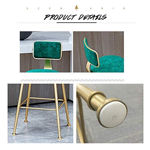 AANAN Stools,Stool,Bar Stool Dinner Chairs Upholstered Barstool with Gold Iron Legs Footrest and Back for Breakfast Bar, Pub, Counter, Kitchen an
