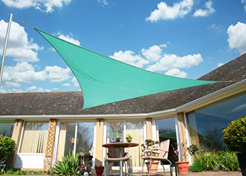 Kookaburra Waterproof Garden Sun Shade Sail Canopy in Turquoise 98% UV Block (5m Triangle)