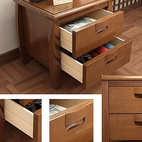 N/A Solid Wood Double Drawer Design Bedside Table, Mini Antique Simple Bedside Table