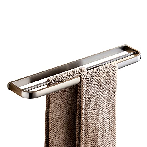 HIGOH Towel Racks, Towel Rail for Bathroom,Dual Rail Lavatory Wall Mounted Brushed Nickel,Brass Length Double Towel Bar,Contemporary Towel Holder