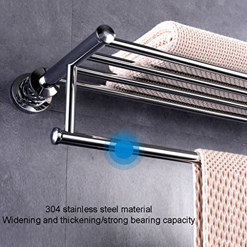 HIGOH Towel Racks, Bathroom Towel Rack Wall Mounted Towel Holder,Chrome Double Layer Towel Rack,Simple Bathroom Towel Holder,Stainless Steel Bath