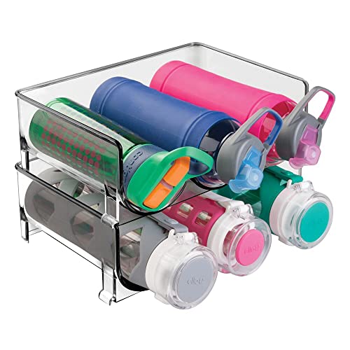 mDesign Set of 2 Bottle Holder Shelves — Water Bottle Holder for up to 3 Bottles — Ideal for Use as a Wine Rack — Sea Blue