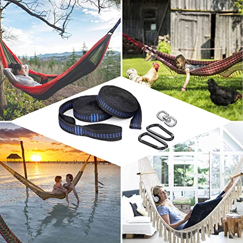 LeaderPro 10 Feet Hammock Straps (2 Pack), 3 m x 2.5 cm, Max bearing 400 kg, Camping Hammock Accessories Suspension System, with 2 Hook Carabiner