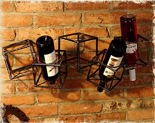 EYLINK Wine Racks,Vintage Wall Wine Racks Bottle Holder Metal Bar - Industrial Floating Shelves Storage Organizer - Wall Mount Rustic Wine Shelf