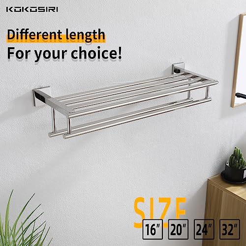 KOKOSIRI Bathroom Towel Rack Towel Holder 20 Inch Towel Shelf with Double Towel Rails Wall Mounted Stainless Steel, Polished Chrome, B6005CH-L20