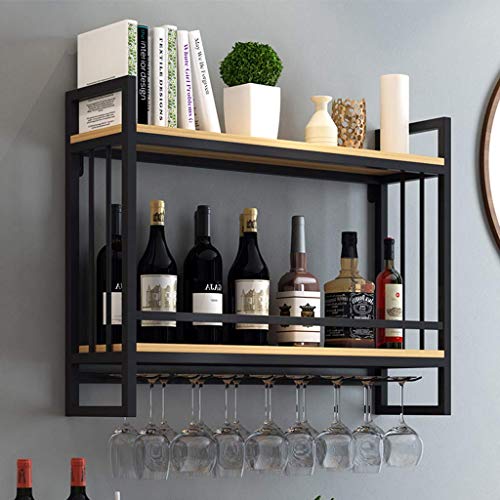 EYLINK Wine Racks,Wall-Mounted Metal | Wine Glass Holder | Wine Shelf with Glass Holder | Wine Bottle Holder/60Cmx20Cm