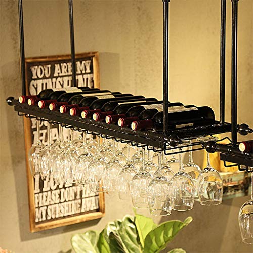 PIBM Assembly Wine Rack Wine Rack Wall Hanging Wine Cabinet Wall Shelf Wrought Iron Wood Bar Restaurant Wine Lattice Home Wine Rack J1030, Black