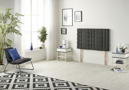 Somnior Beds Bed Centre Bliss Diamante Small Single 82cm Tweed Charcoal Headboard With Wooden Struts